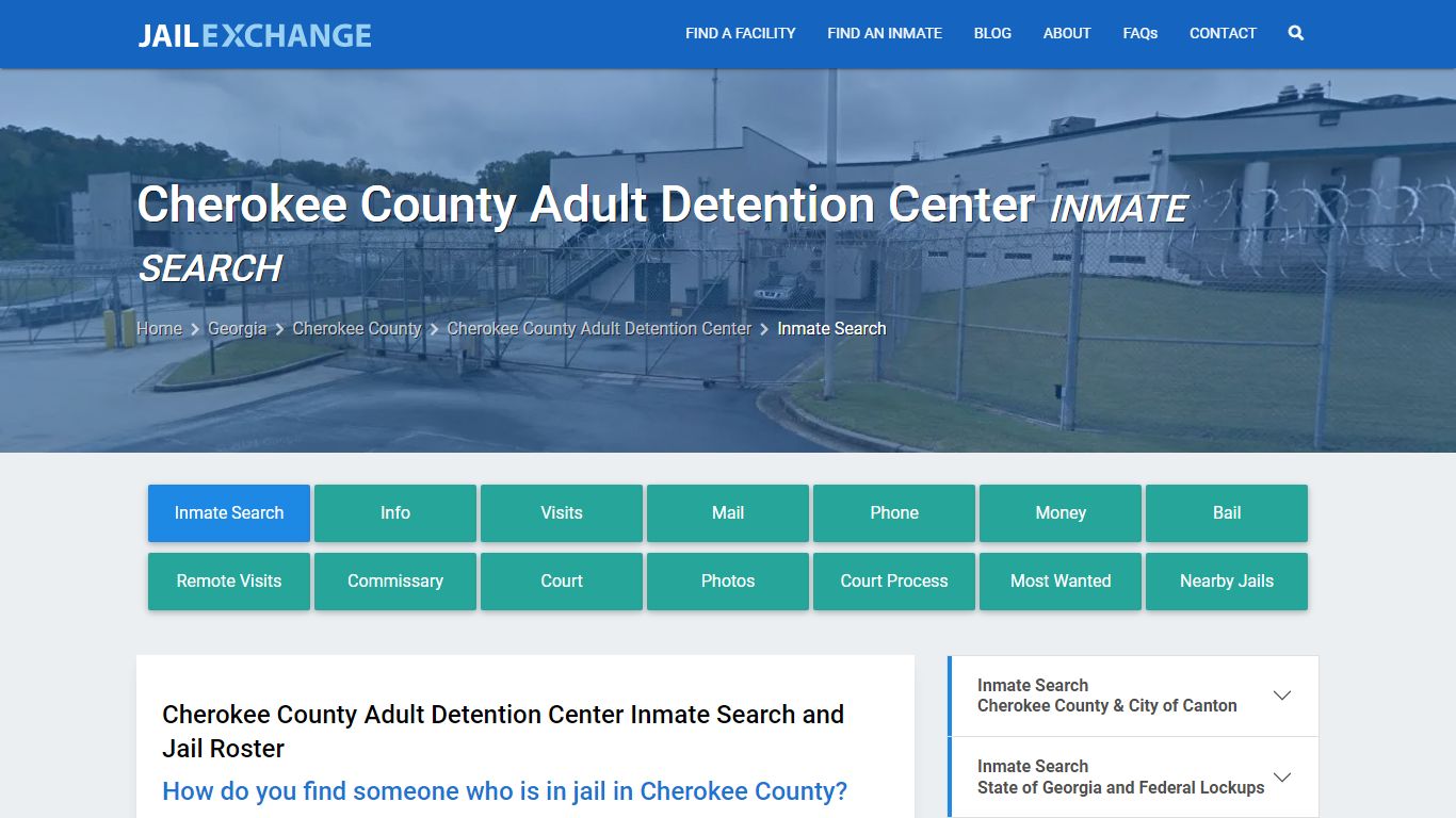 Cherokee County Adult Detention Center Inmate Search - Jail Exchange