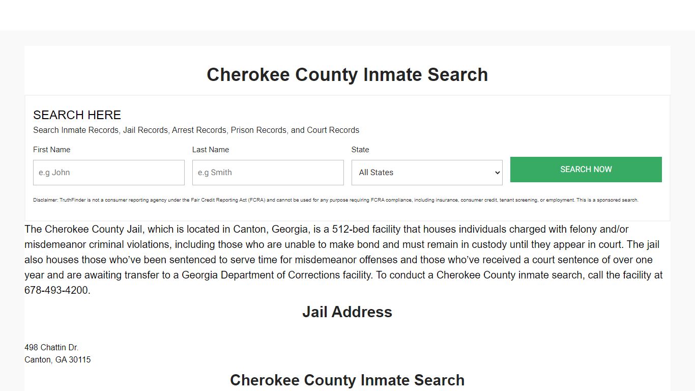 Cherokee County Inmate Search
